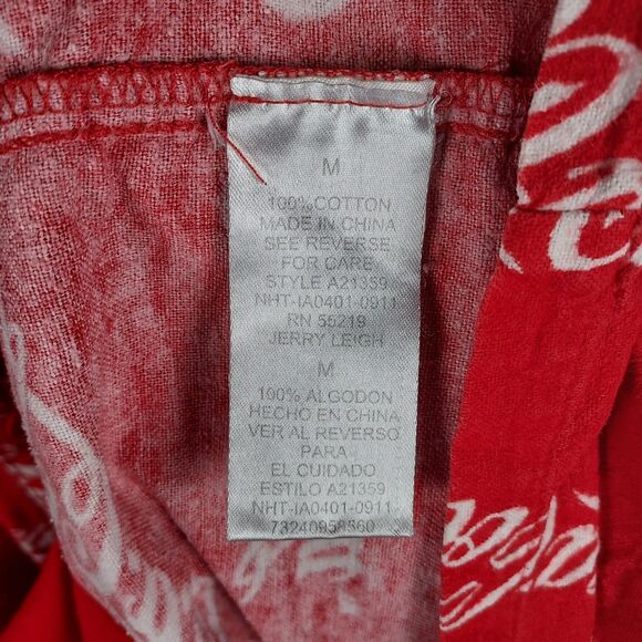 Coca-Cola Men’s Medium Red All-Over Logo Button-Up Shirt Vintage Promo - Picture 7 of 9